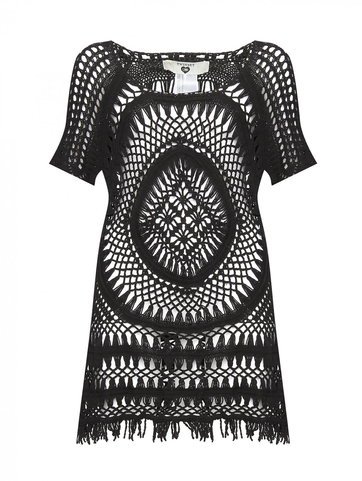 Платье из хлопка крупной вязки с коротким рукавом TWINSET  –  Общий вид
