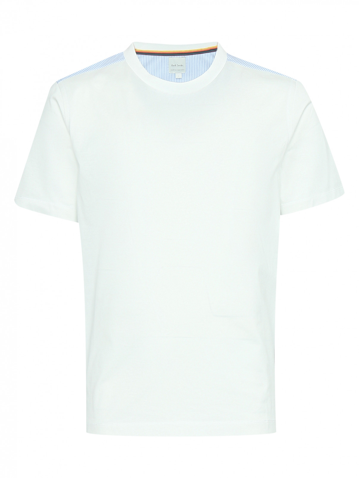 Комбинированная футболка из хлопка Paul Smith  –  Общий вид  – Цвет:  Белый
