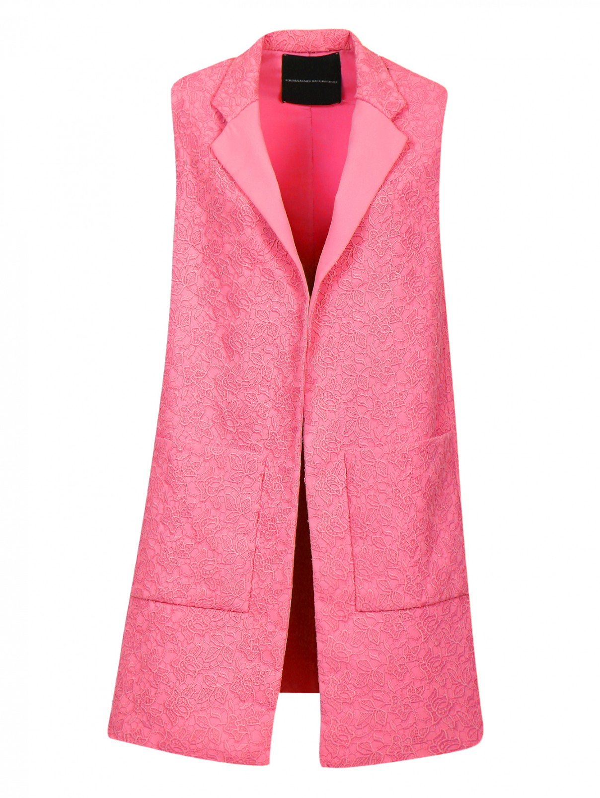 Удлиненный жилет из фактурной ткани Ermanno Scervino  –  Общий вид  – Цвет:  Розовый