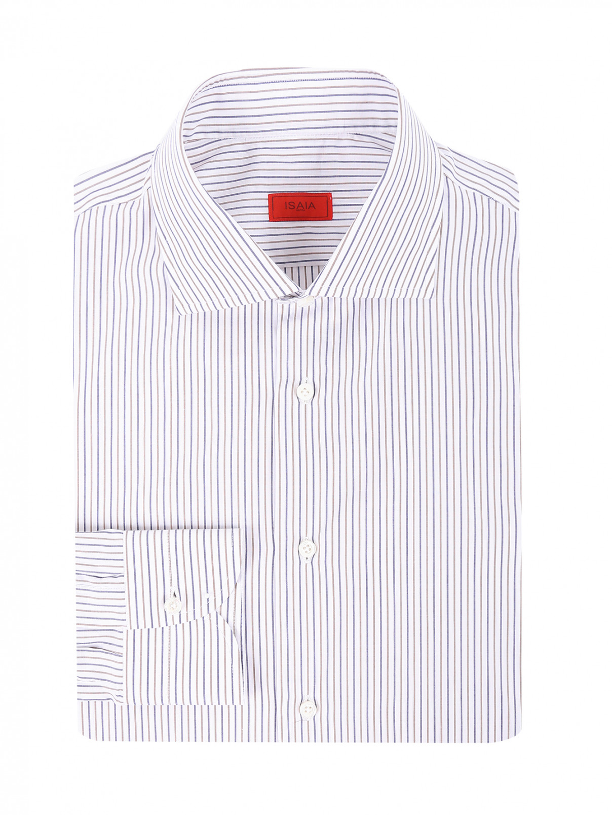 Рубашка из хлопка с узором "полоска" Isaia  –  Общий вид  – Цвет:  Белый
