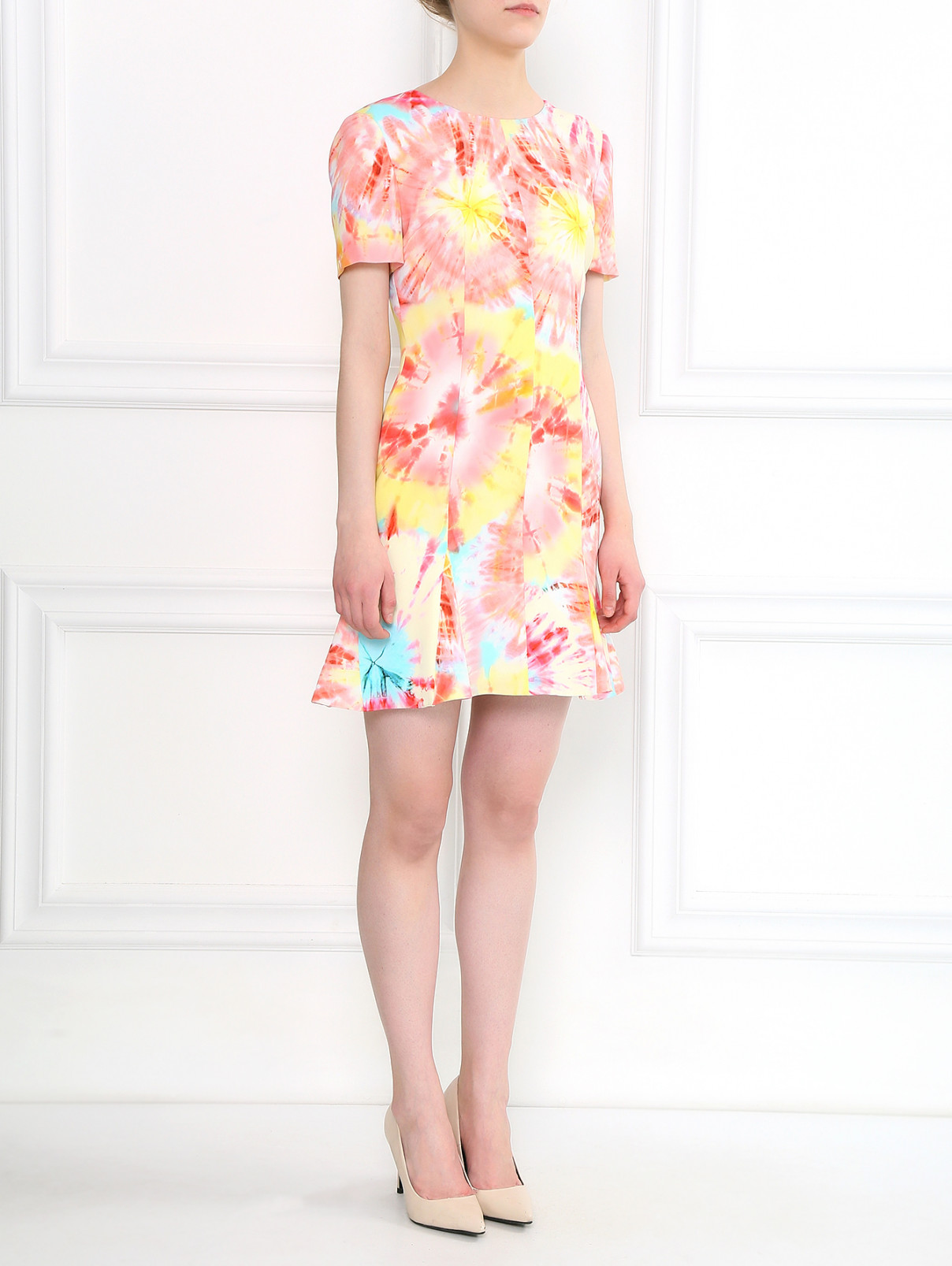 Платье-мини с  узором Moschino Cheap&Chic  –  Модель Общий вид  – Цвет:  Розовый