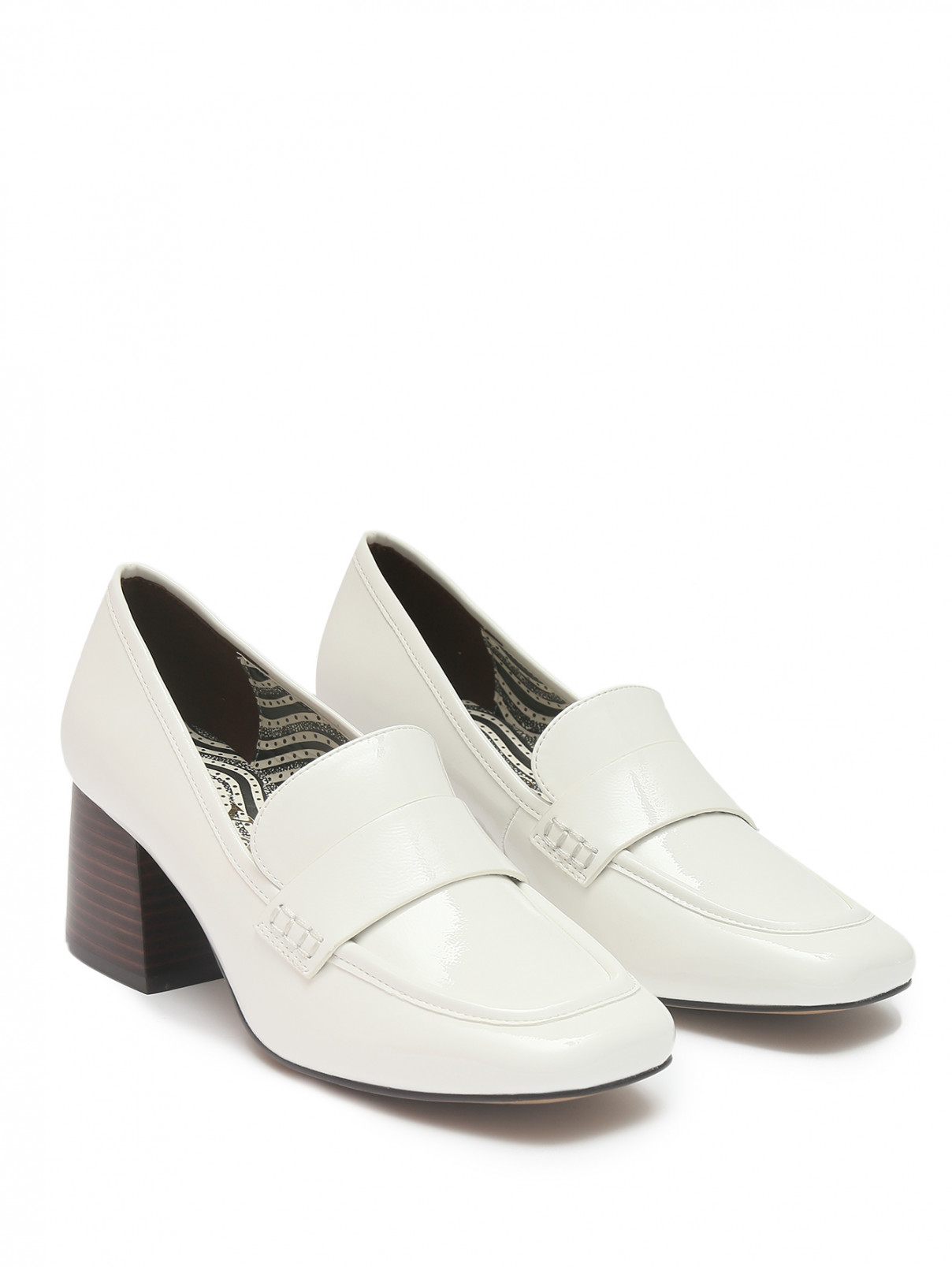 Туфли лакированные на устойчевом каблуке Max&Co  –  Общий вид  – Цвет:  Белый