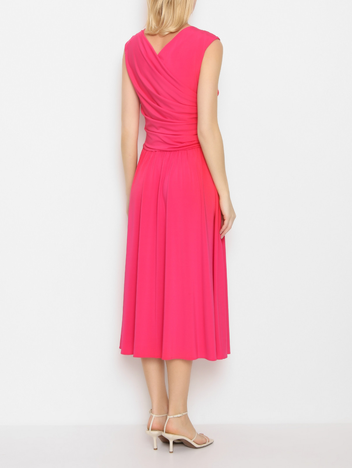 Платье-миди из вискозы со сборками Max Mara  –  МодельВерхНиз1  – Цвет:  Розовый