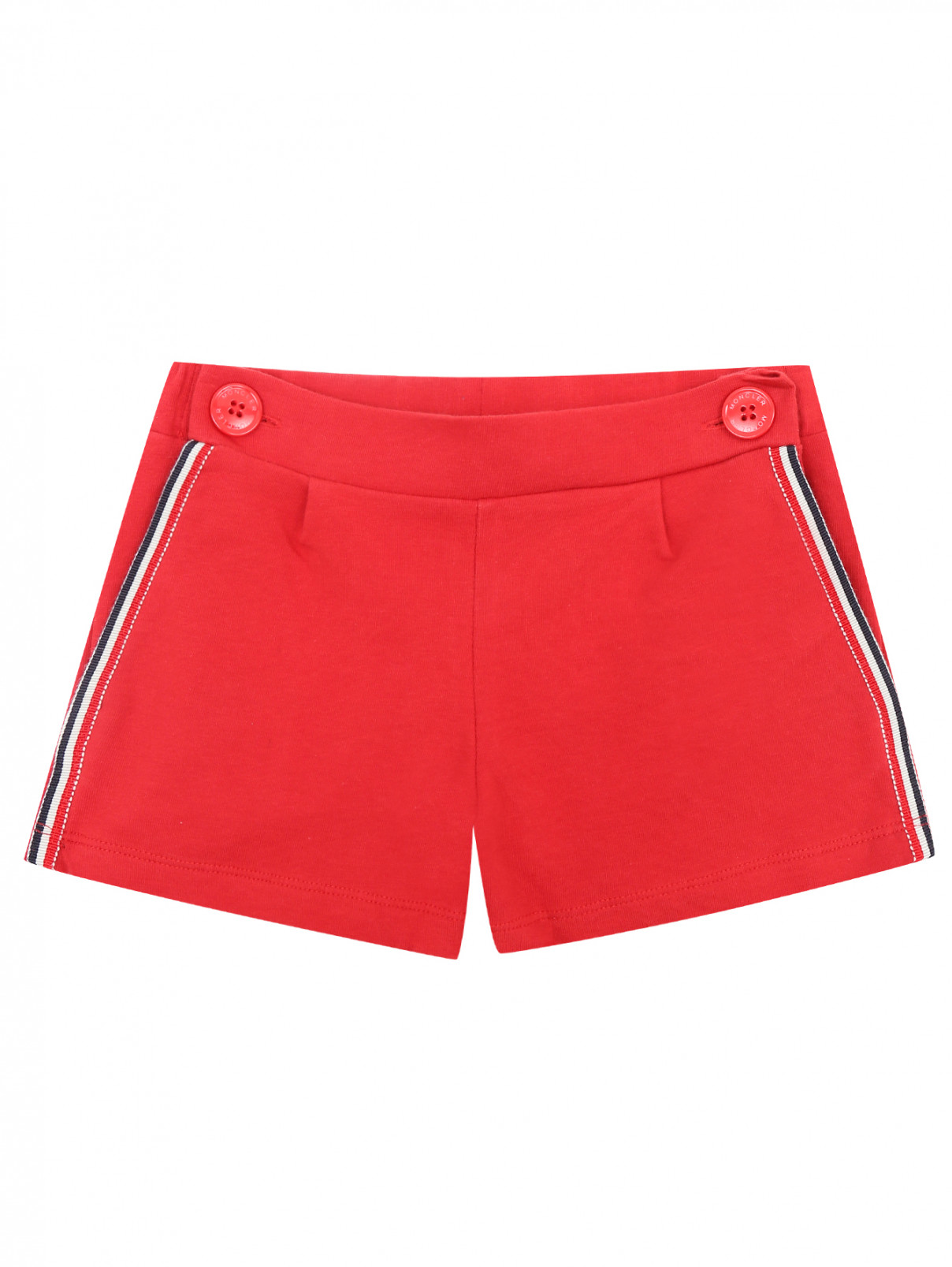 Трикотажные шорты с декоративными полосками Moncler  –  Общий вид  – Цвет:  Красный