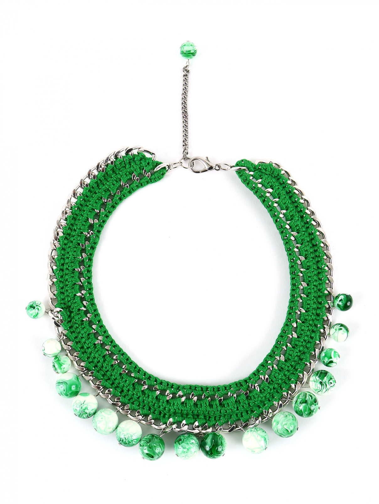 Ожерелье из текстиля и металла Inga Kazumyan  –  Общий вид  – Цвет:  Зеленый