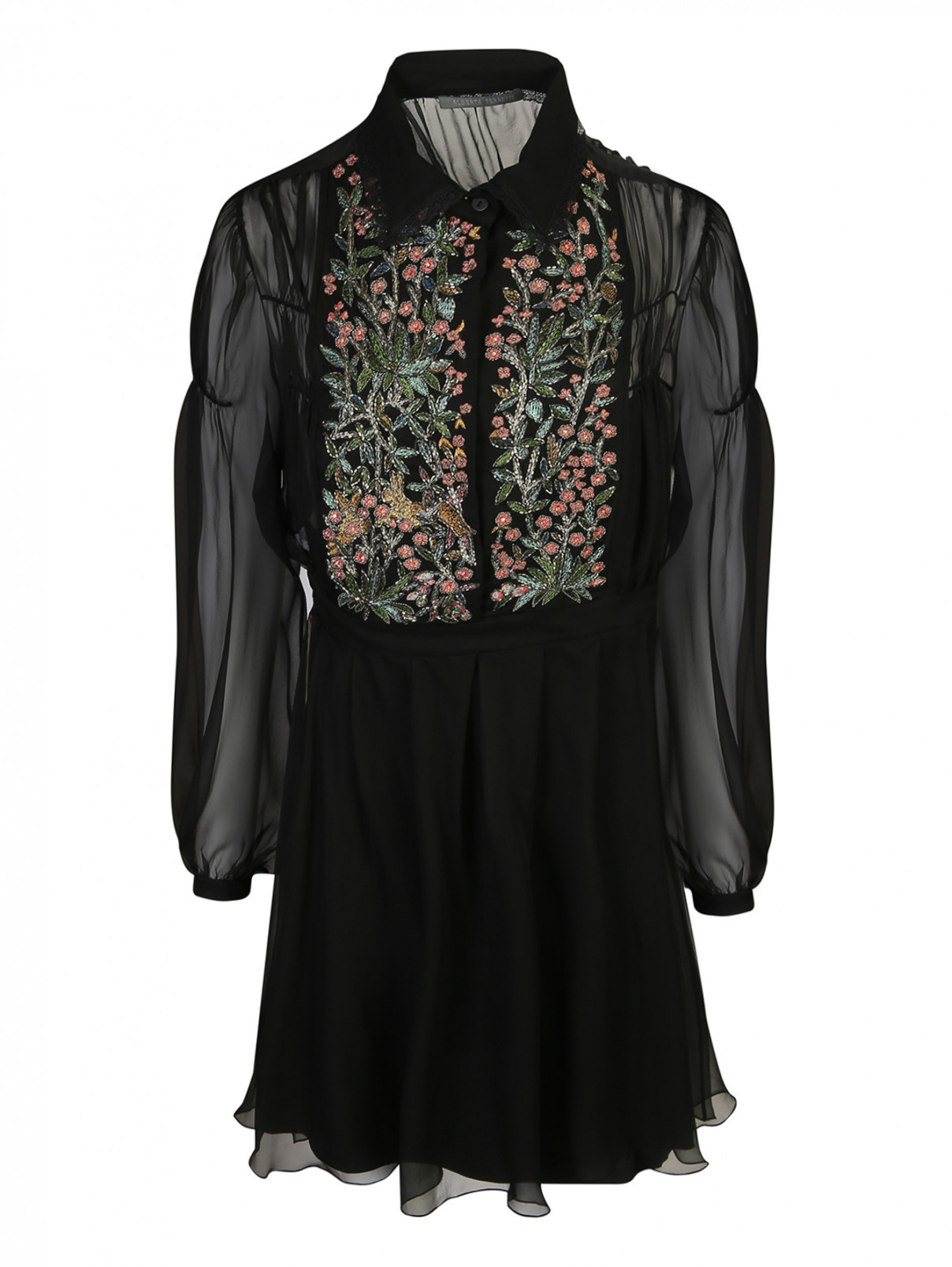 Платье с вышивкой бисером Alberta Ferretti  –  Общий вид  – Цвет:  Черный