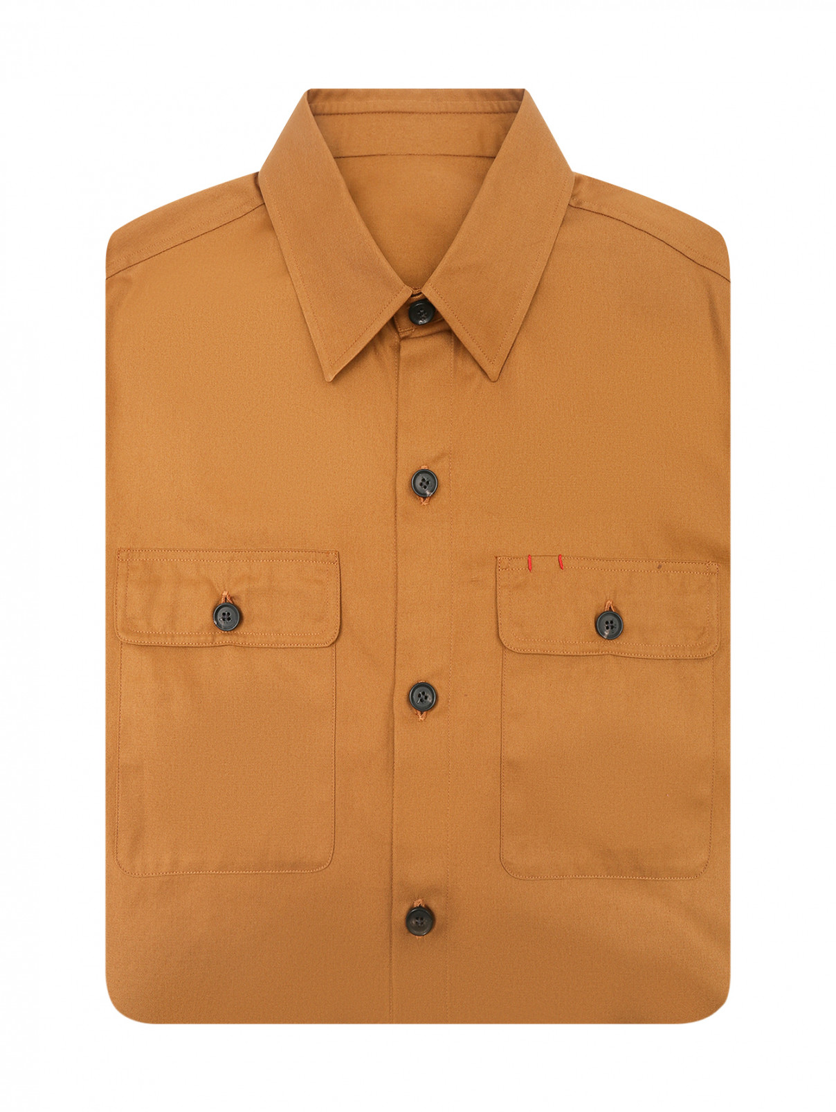Рубашка из хлопка с накладными карманами Isaia  –  Общий вид  – Цвет:  Коричневый