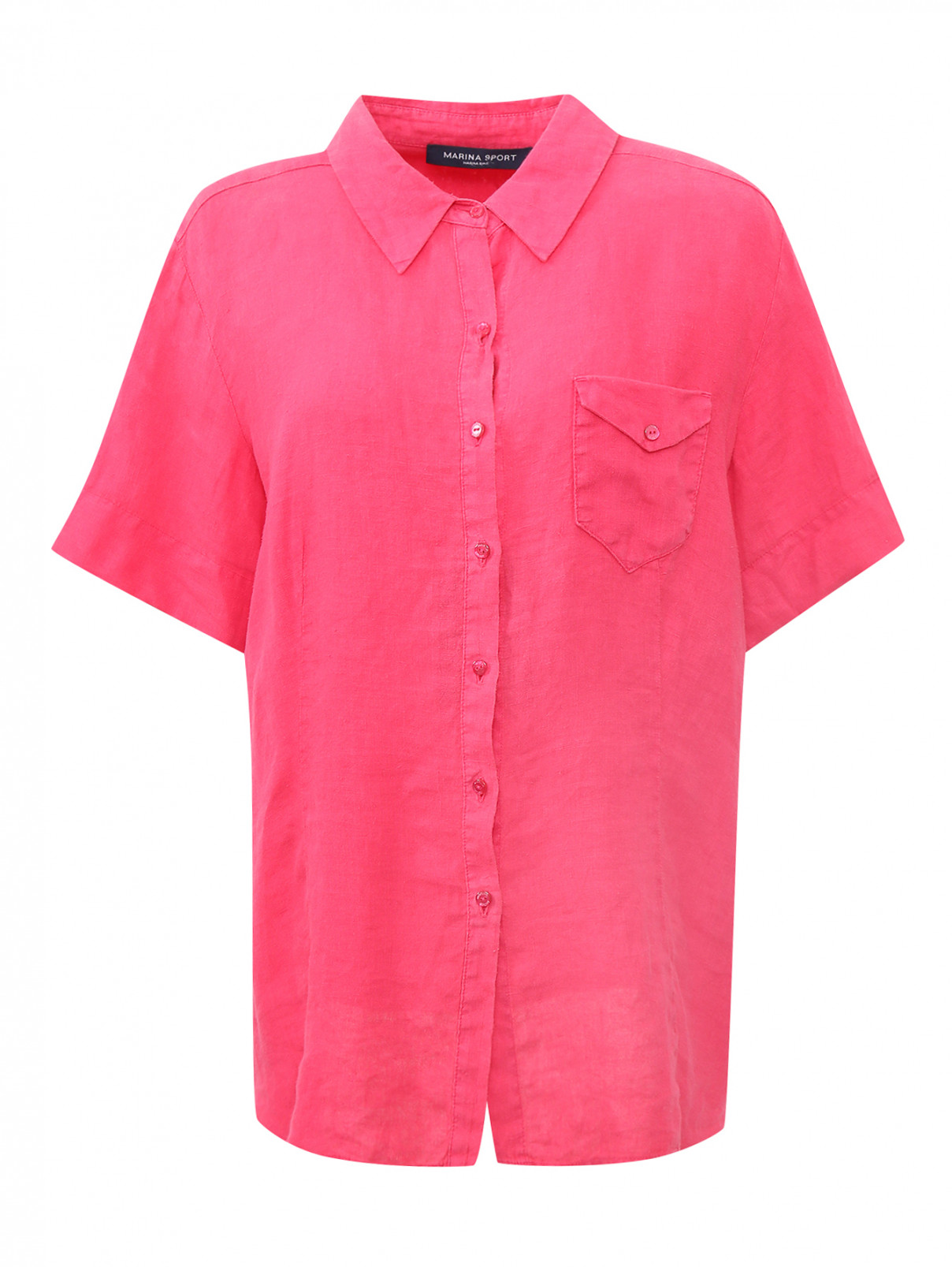 Рубашка из льна с коротким рукавом Marina Sport  –  Общий вид  – Цвет:  Фиолетовый