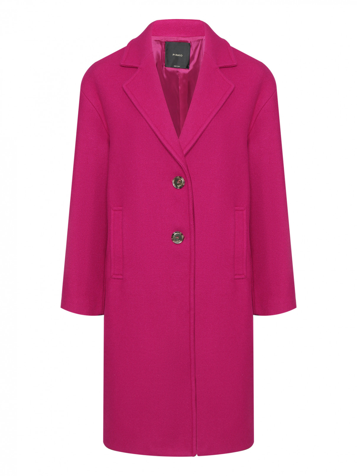 Однобортное пальто из смешанной шерсти PINKO  –  Общий вид  – Цвет:  Розовый