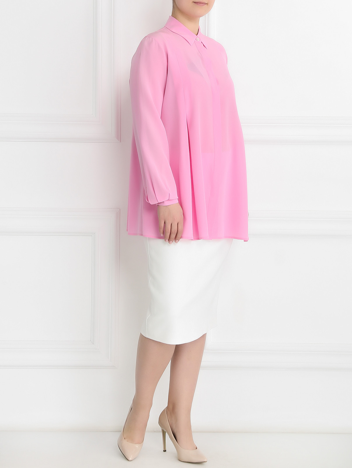 Блуза из шелка Marina Rinaldi  –  Модель Общий вид  – Цвет:  Розовый