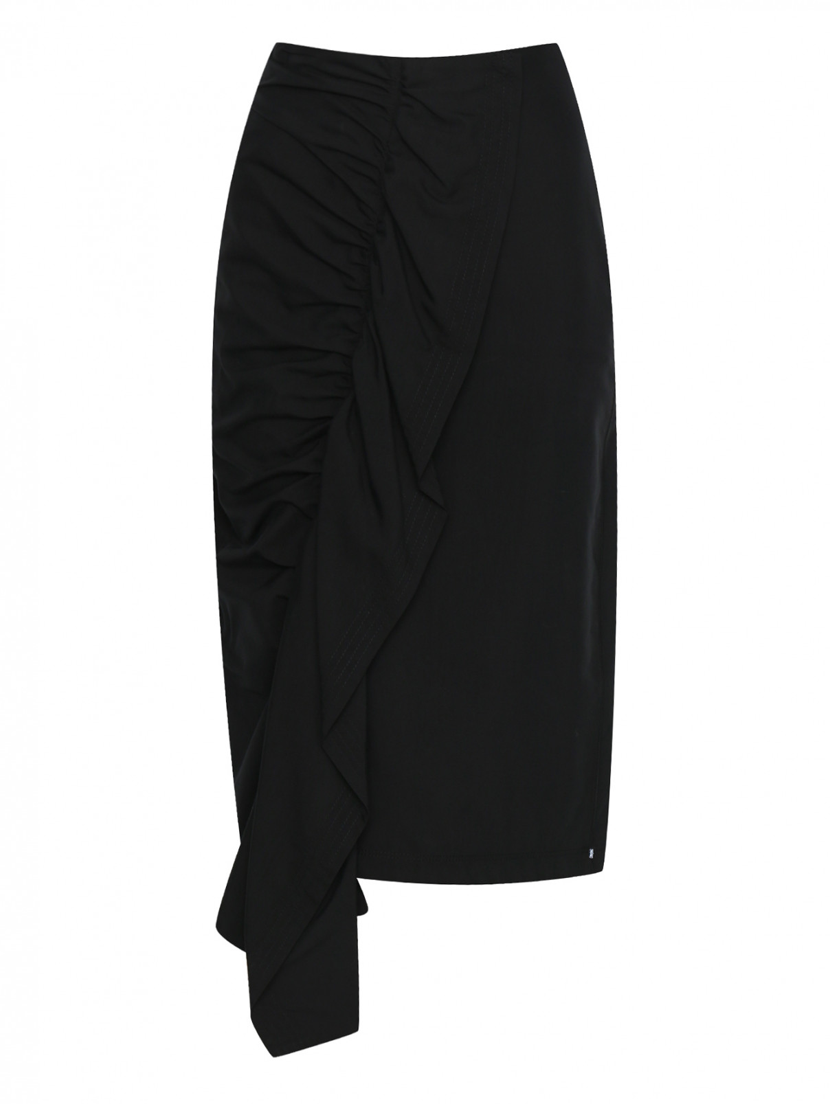Юбка ассиметричного кроя с драпировкой Sportmax  –  Общий вид  – Цвет:  Черный