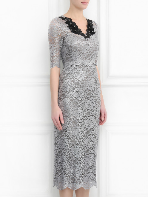 Платье из кружева металлик с контрастной аппликацией Antonio Marras - МодельВерхНиз