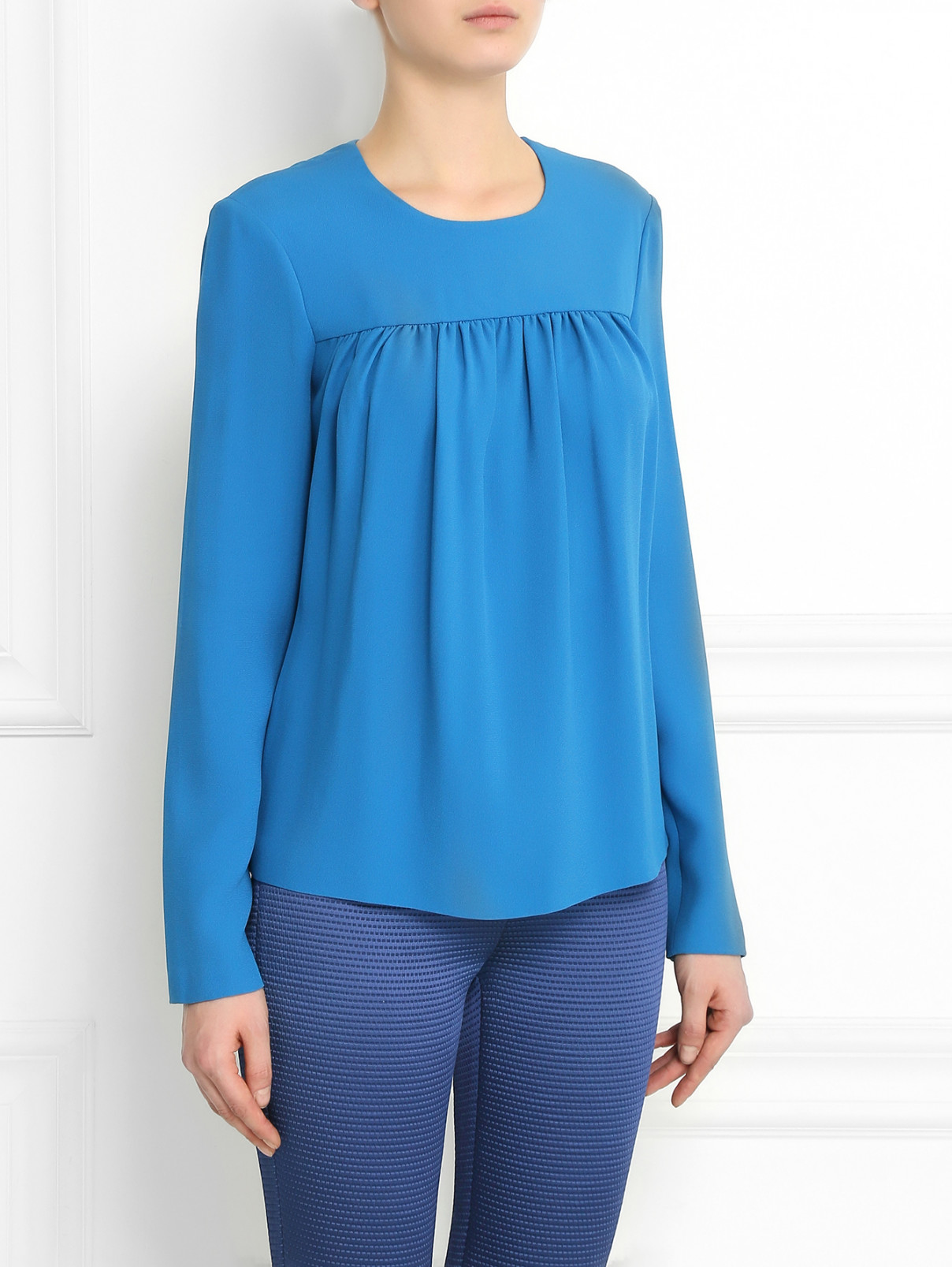 Блуза из хлопка и пеньки Strenesse  –  Модель Верх-Низ  – Цвет:  Синий