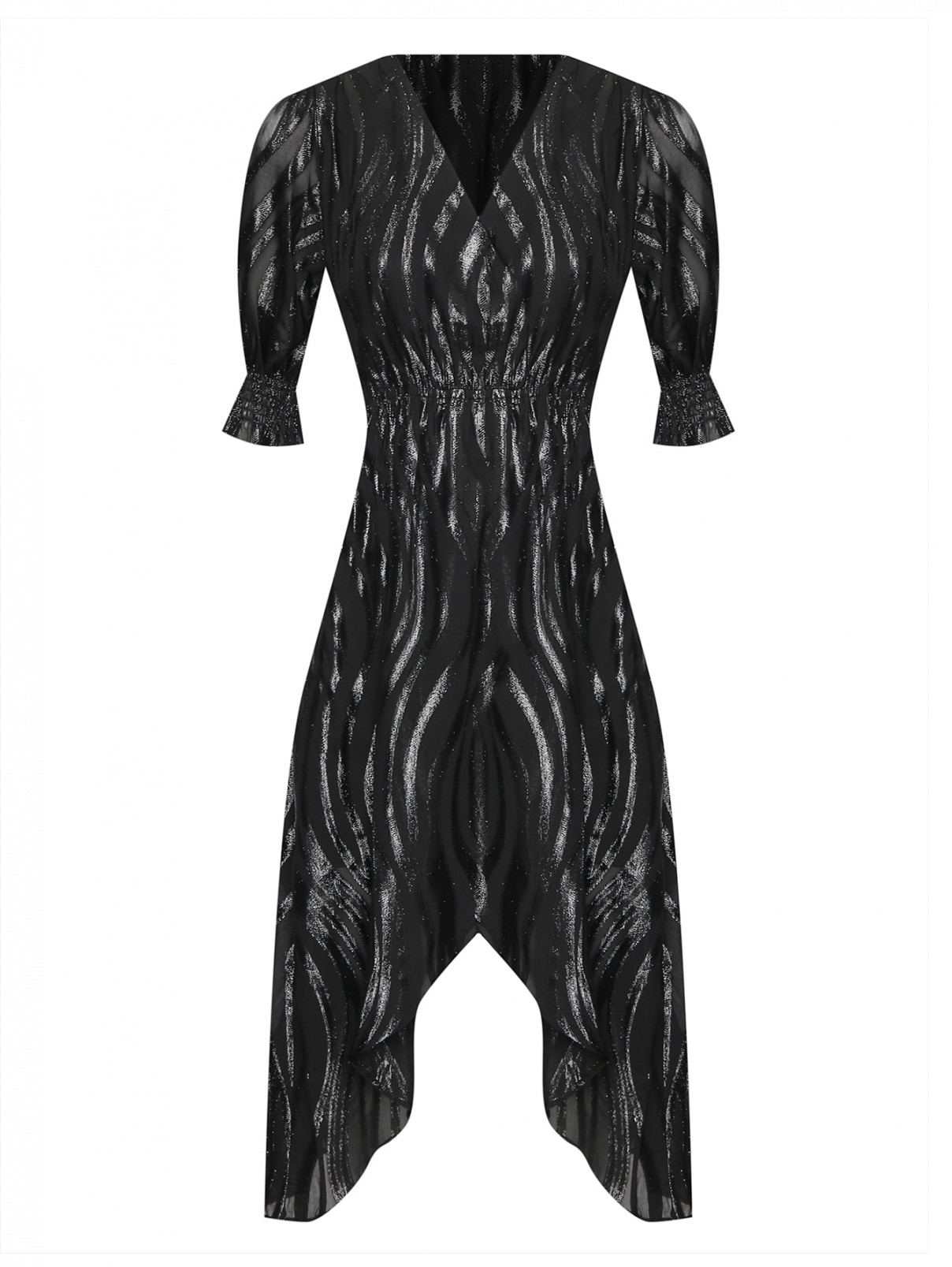 Платье-миди с коротким рукавом Suncoo  –  Общий вид  – Цвет:  Черный
