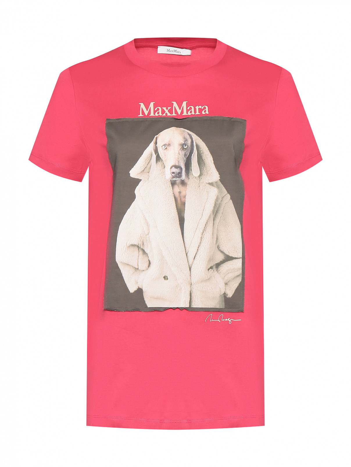 Футболка с портретом собаки Max Mara  –  Общий вид  – Цвет:  Фиолетовый