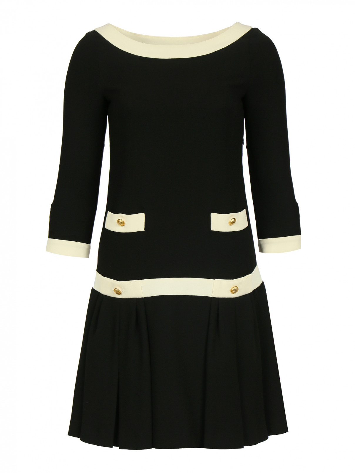 Платье с рукавами 3/4 и контрастной отделкой Moschino  –  Общий вид  – Цвет:  Черный