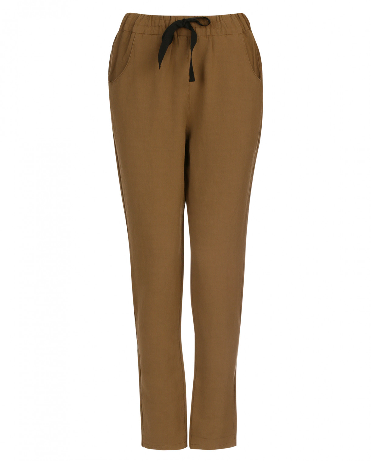 Льняные брюки на завязке Leon&Harper  –  Общий вид  – Цвет:  Коричневый