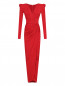 Платье из блестящей ткани со сборкой Rhea Costa  –  Общий вид