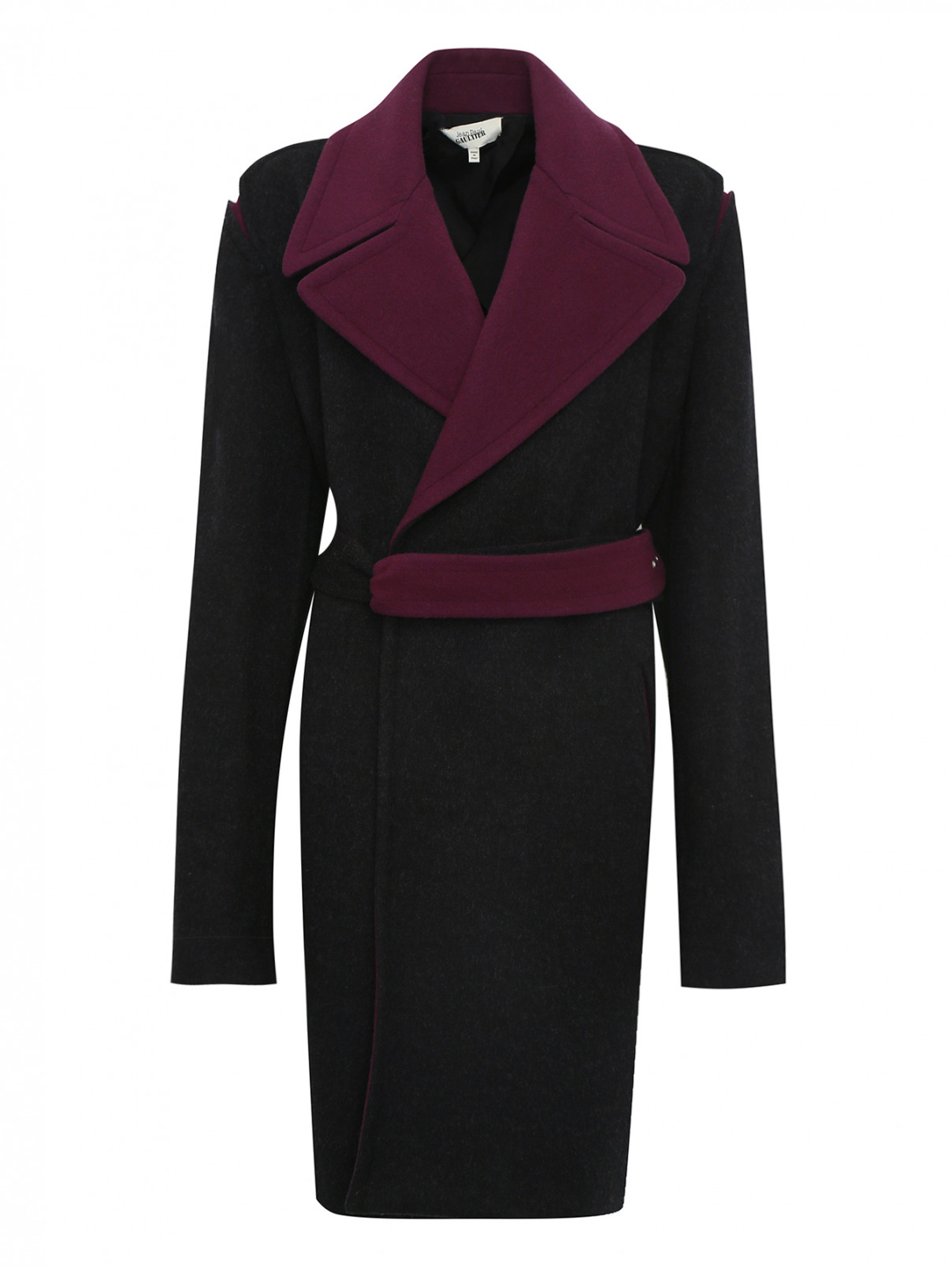 Пальто из шерсти с контрастной отделкой Jean Paul Gaultier  –  Общий вид  – Цвет:  Черный