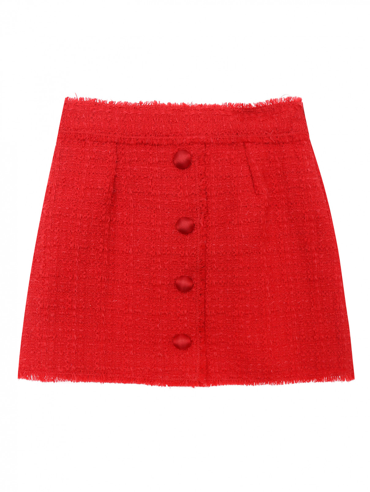 Юбка из твида на пуговицах Dolce & Gabbana  –  Общий вид  – Цвет:  Красный