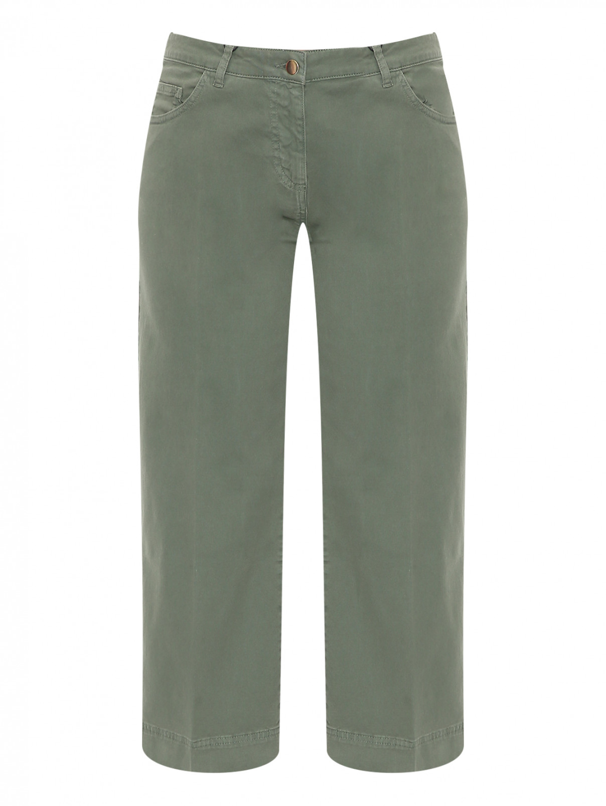 Укороченные брюки из хлопка Persona by Marina Rinaldi  –  Общий вид  – Цвет:  Зеленый