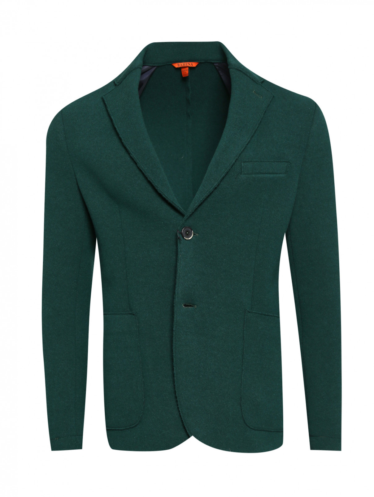 Пиджак однобортный из шерсти Barena  –  Общий вид  – Цвет:  Зеленый