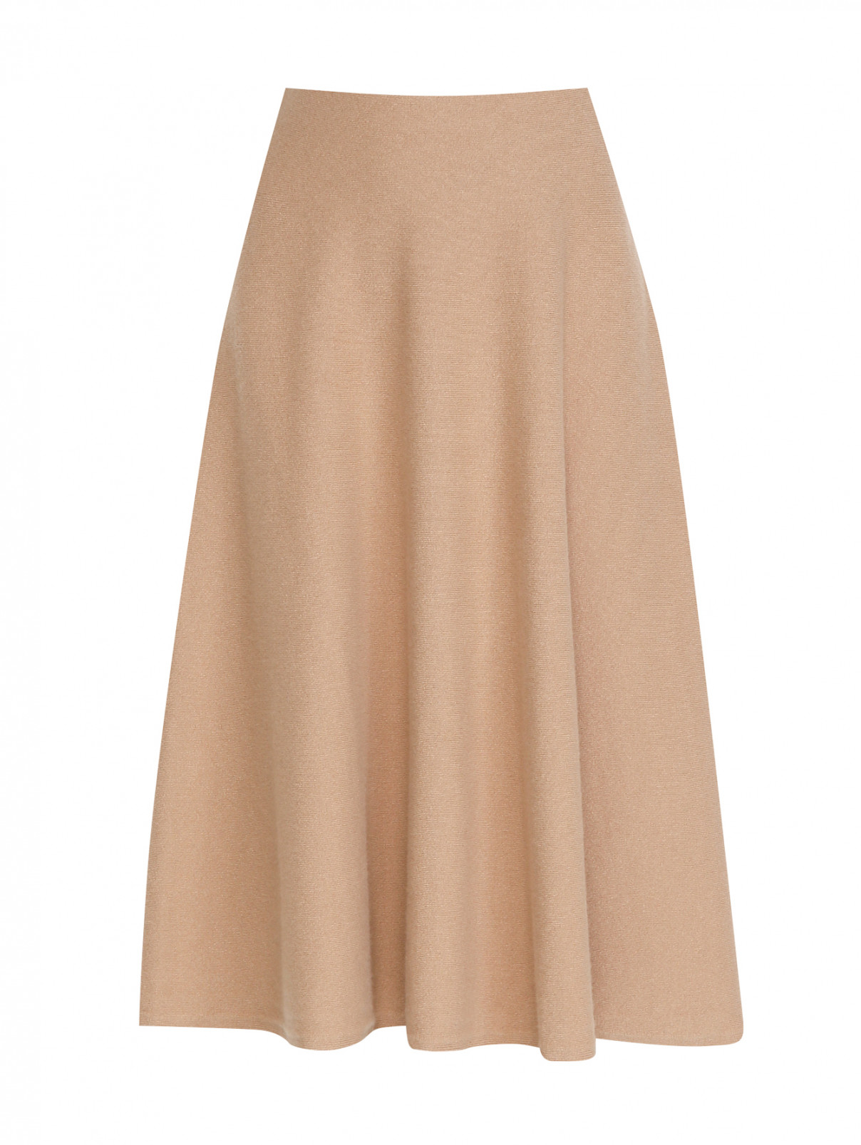 Трикотажная юбка из смешанной шерсти расклешенного кроя Weekend Max Mara  –  Общий вид  – Цвет:  Бежевый