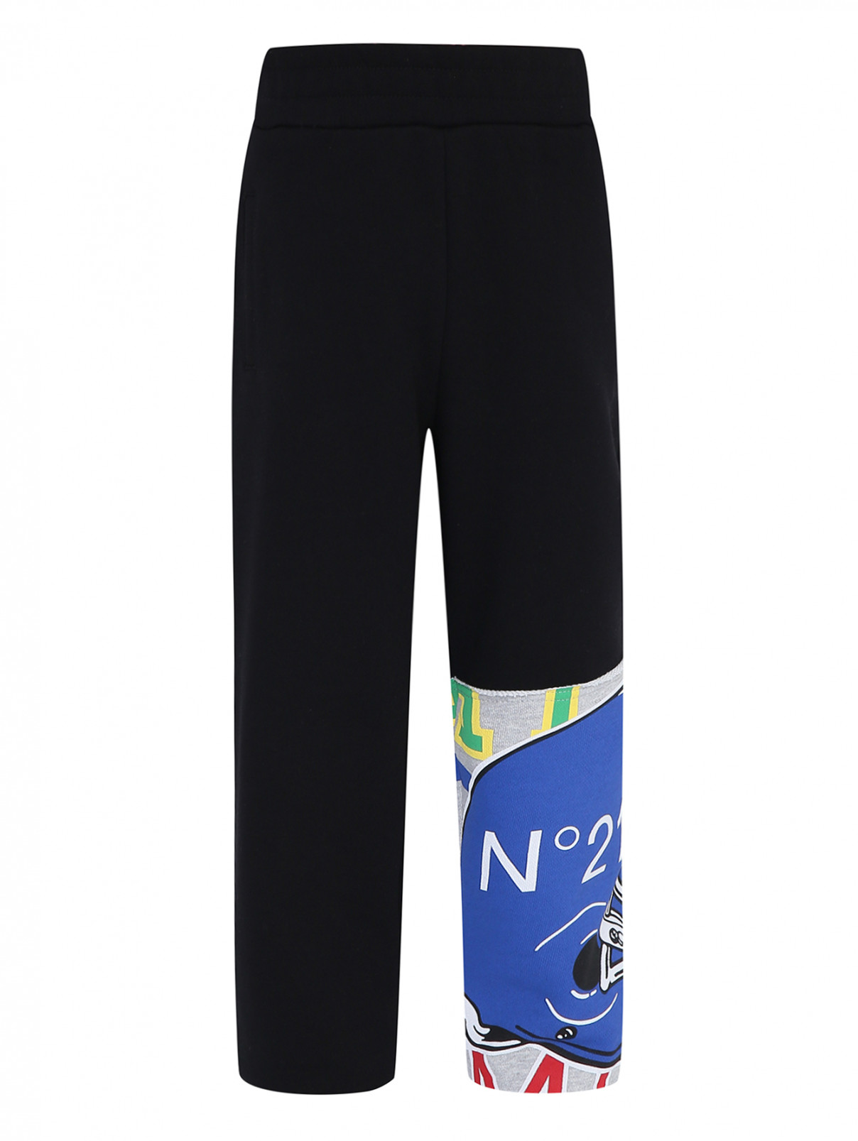 Трикотажные брюки с принтом N21  –  Общий вид  – Цвет:  Черный