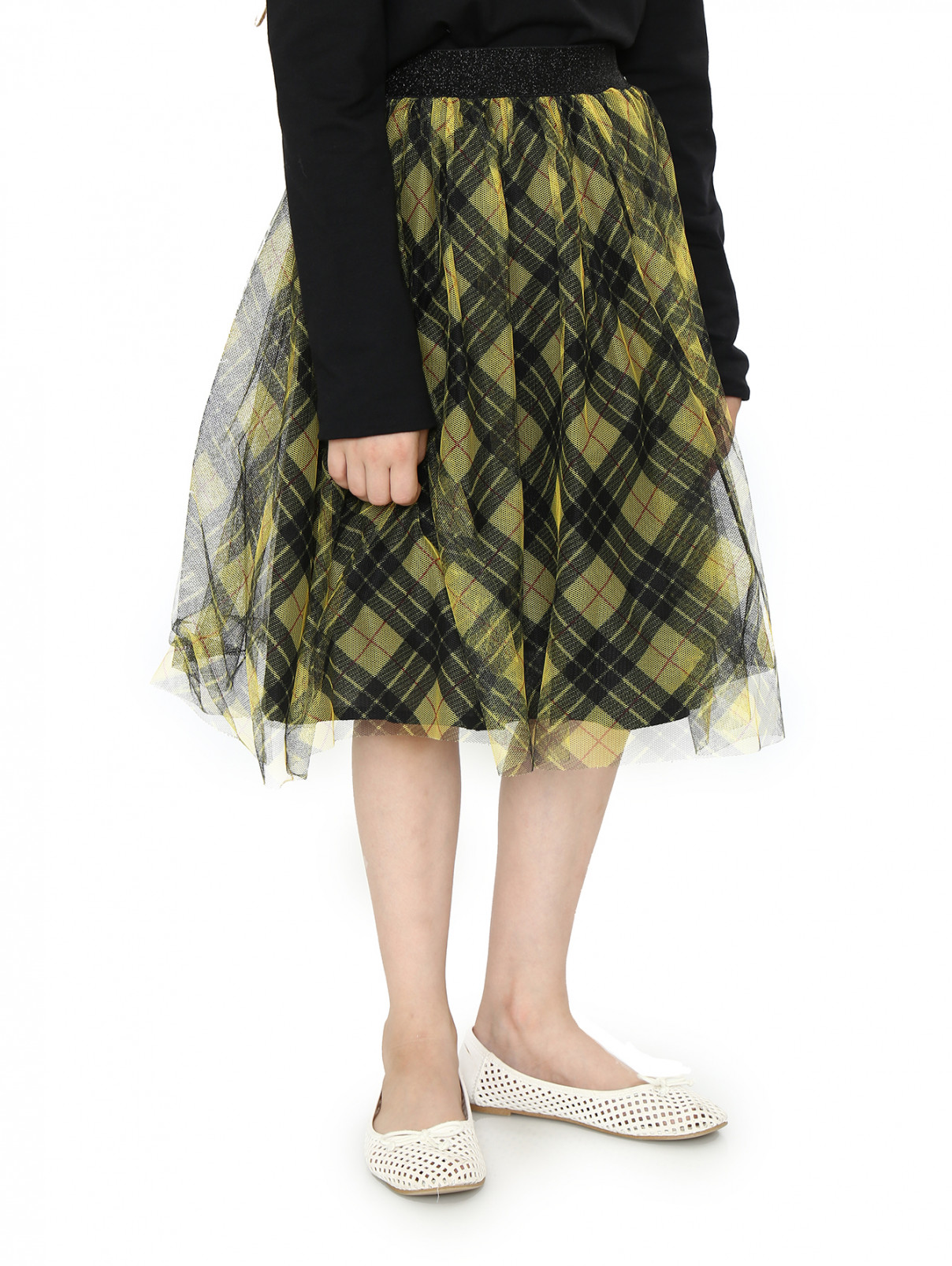 Пышная юбка из хлопка с узором "клетка" Gaultier Junior  –  Модель Верх-Низ  – Цвет:  Желтый