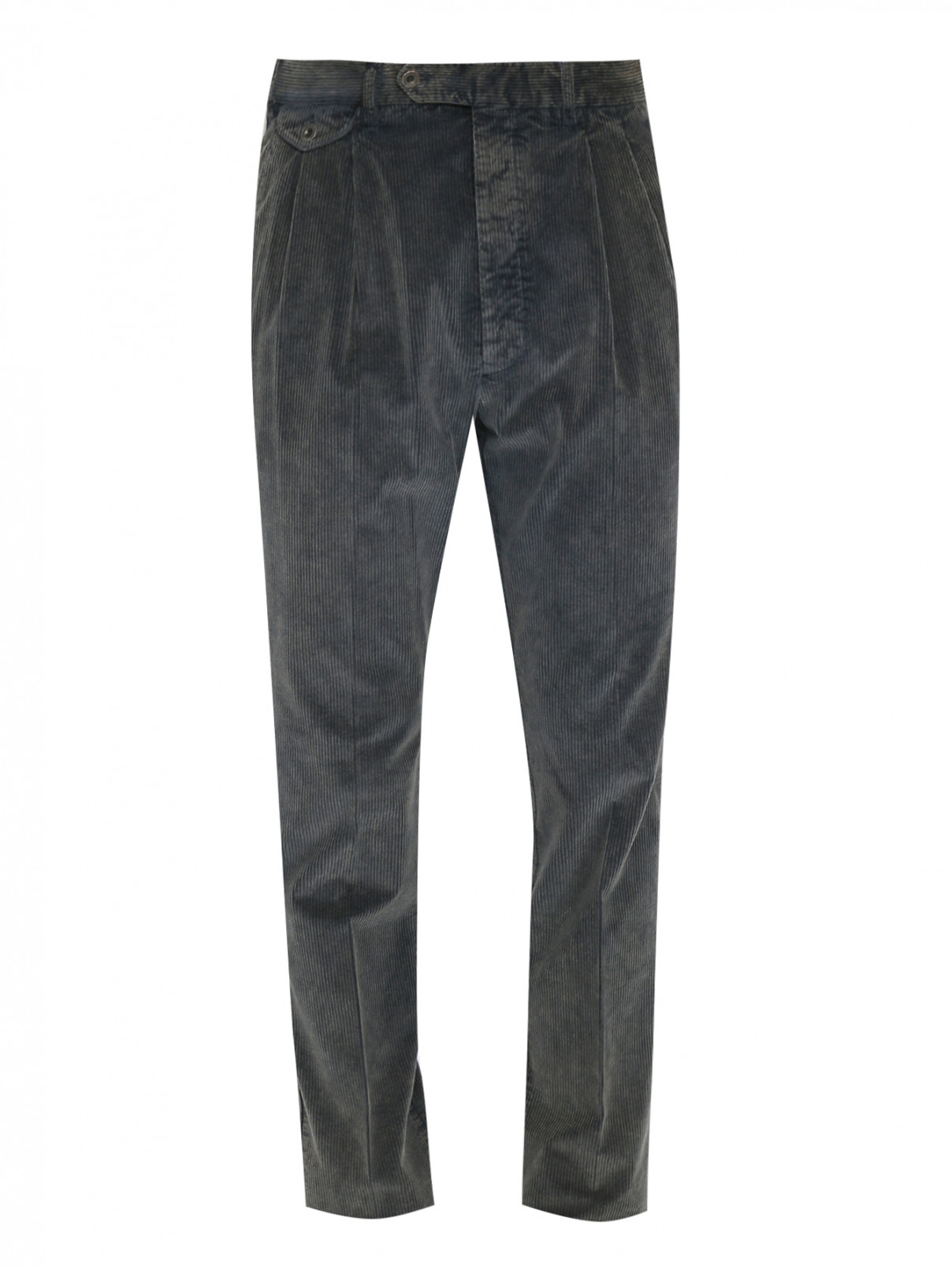 Вельветовые брюки из хлопка прямого кроя LARDINI  –  Общий вид  – Цвет:  Серый