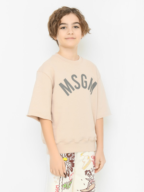 Футболка с принтом и круглым вырезом MSGM - МодельВерхНиз