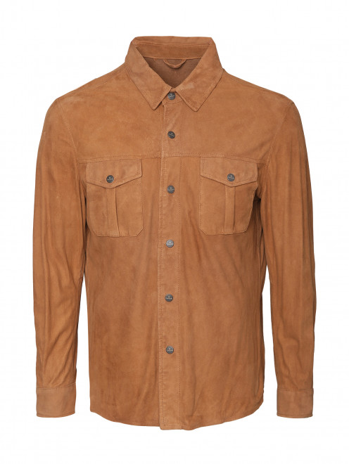 Куртка-рубашка из замши с накладными карманами Giampaolo - Общий вид
