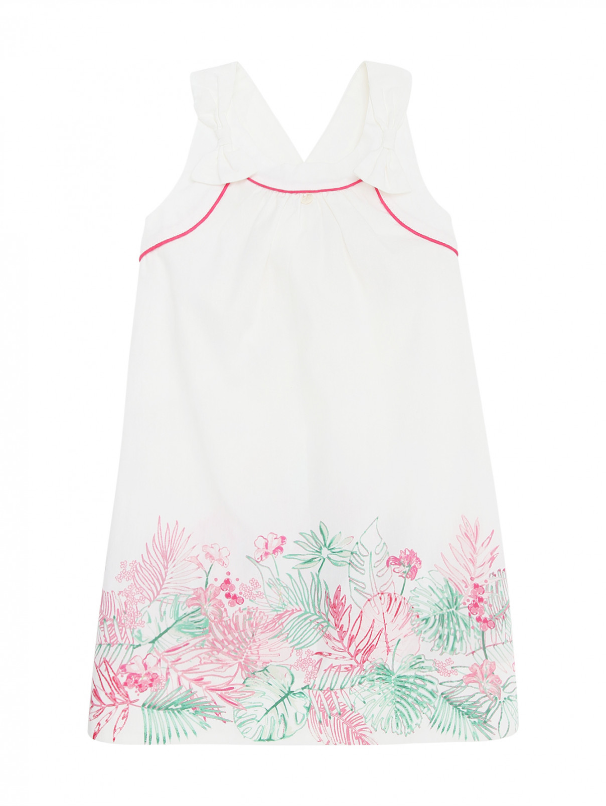 Платье хлопковое с цветочным узором Tartine Et Chocolat  –  Общий вид  – Цвет:  Белый