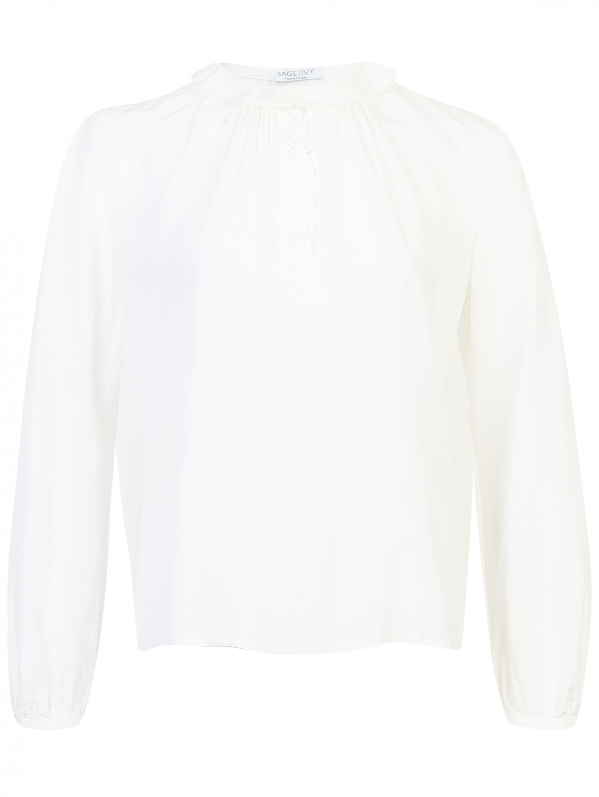 Блуза с кружевной вставкой Sage and Ivy  –  Общий вид  – Цвет:  Белый