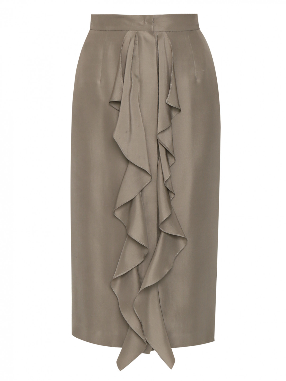 Юбка шелковая с воланом Max Mara  –  Общий вид  – Цвет:  Серый
