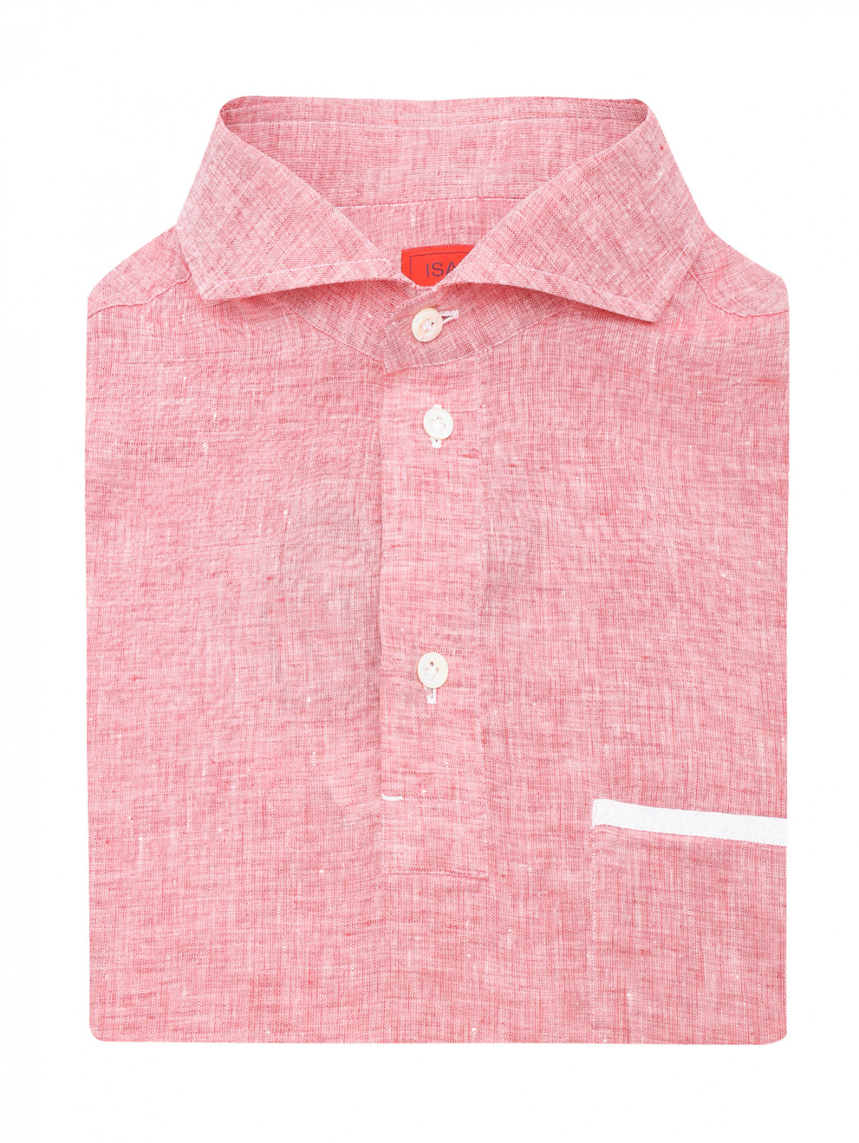 Рубашка из льна с карманом Isaia  –  Общий вид  – Цвет:  Розовый