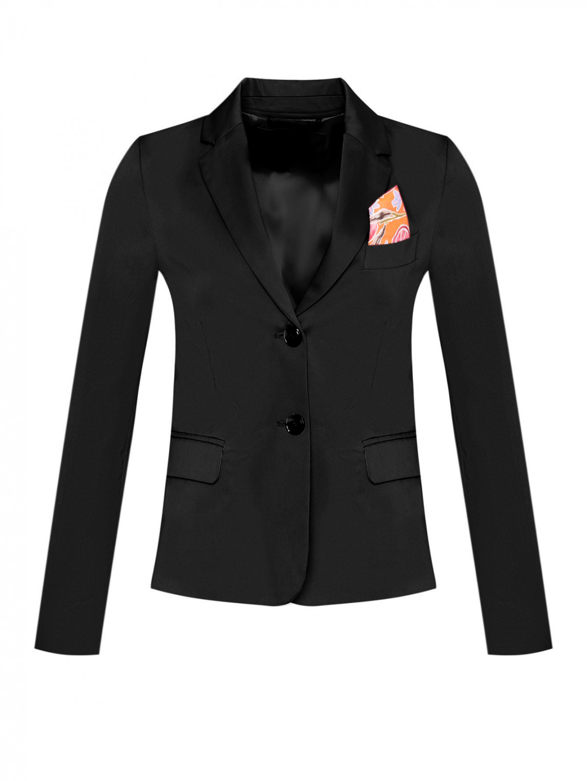 Жакет из смешанного хлопка с карманным платком Max&Co  –  Общий вид  – Цвет:  Черный