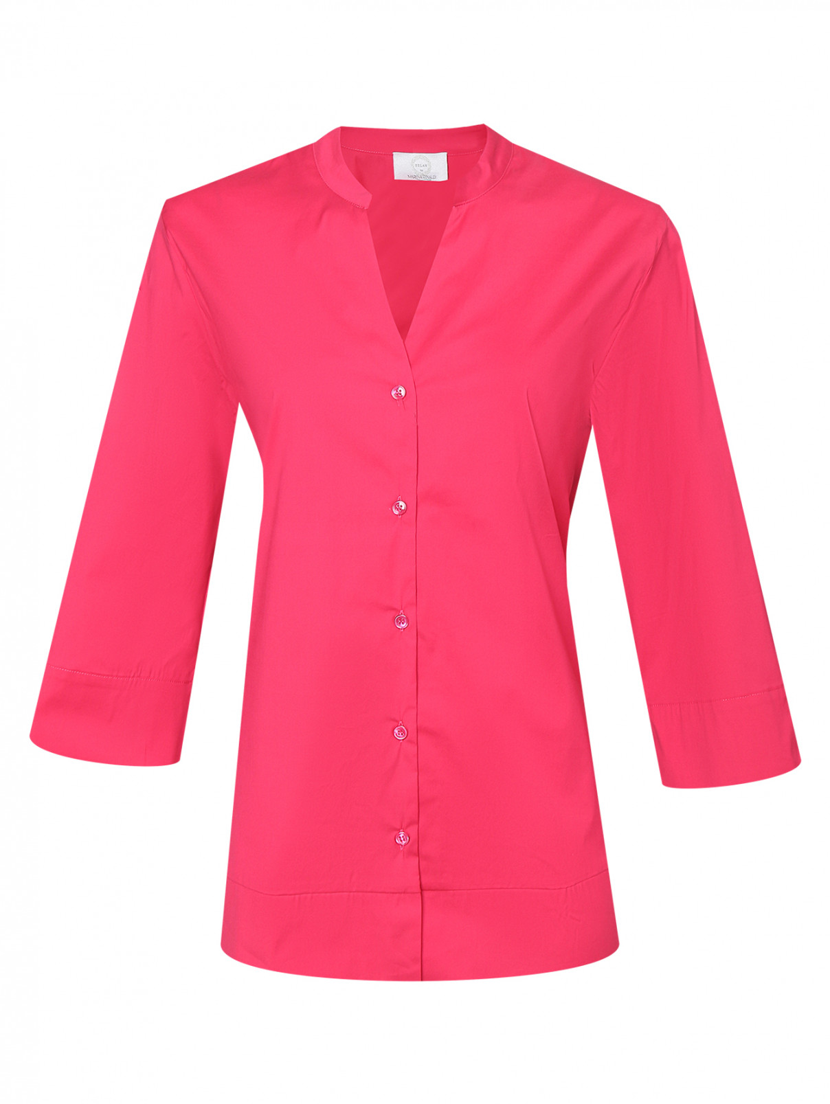 Рубашка из смешанного хлопка на пуговицах Marina Rinaldi  –  Общий вид  – Цвет:  Фиолетовый