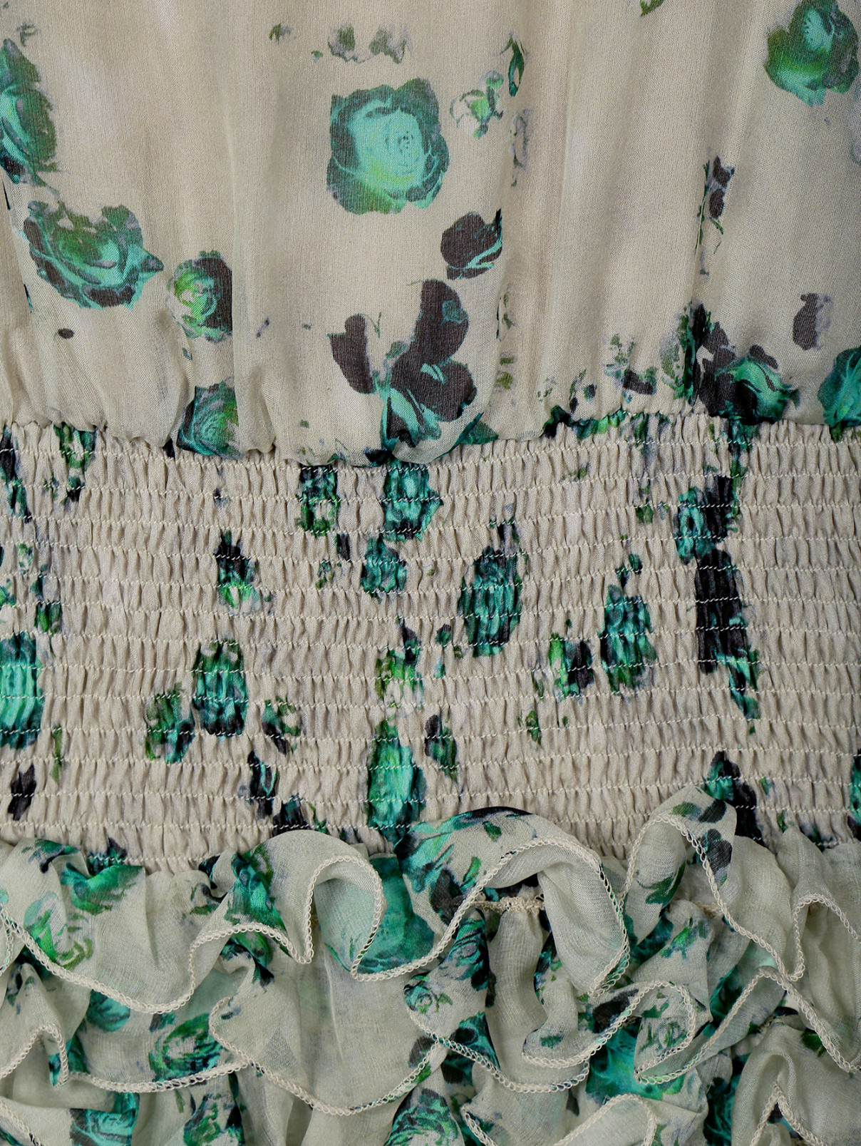 Платье-мини из шелка с цветочным узором JO NO FUI  –  Деталь  – Цвет:  Зеленый