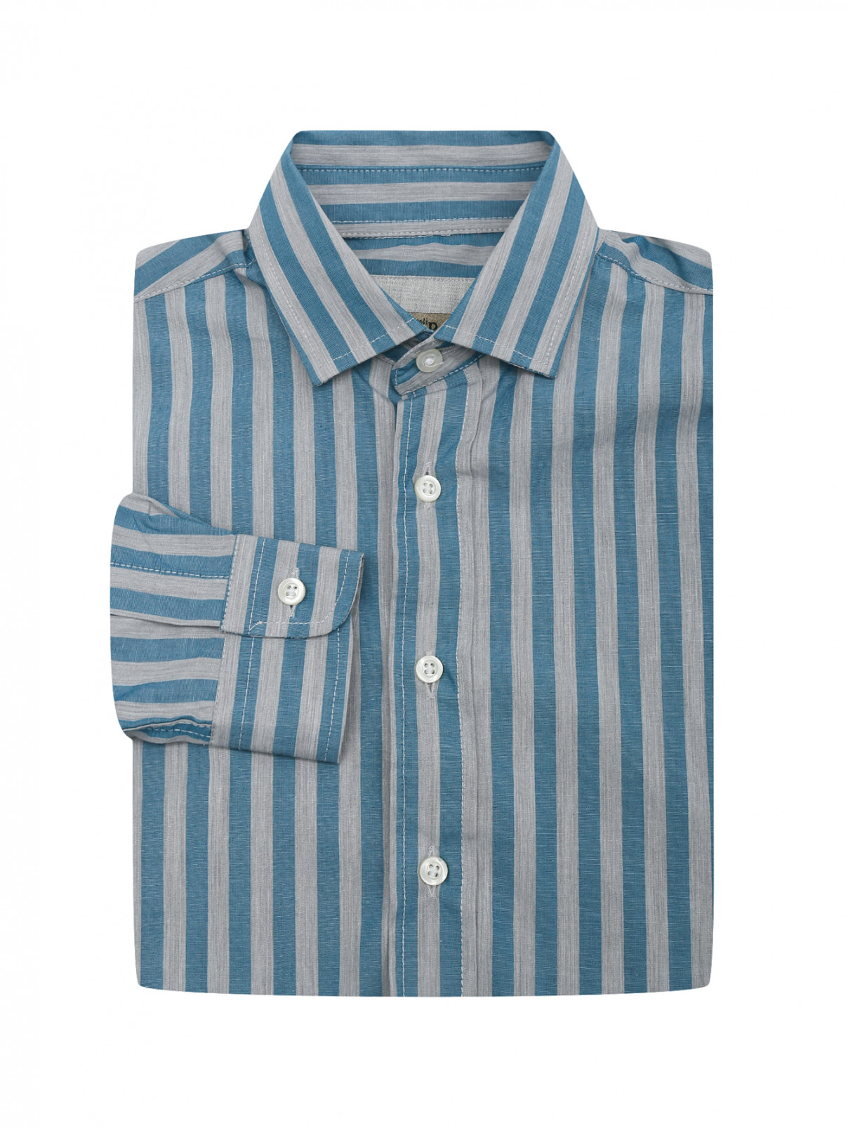 Рубашка из хлопка с узором "полоска" I Piccoli GiosBrun  –  Общий вид  – Цвет:  Серый