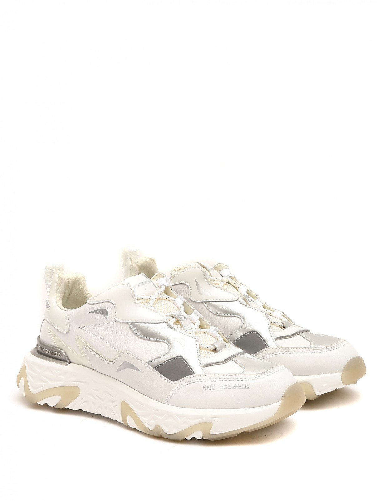 Кроссовки на массивной подошве на шнурках Karl Lagerfeld  –  Общий вид  – Цвет:  Белый