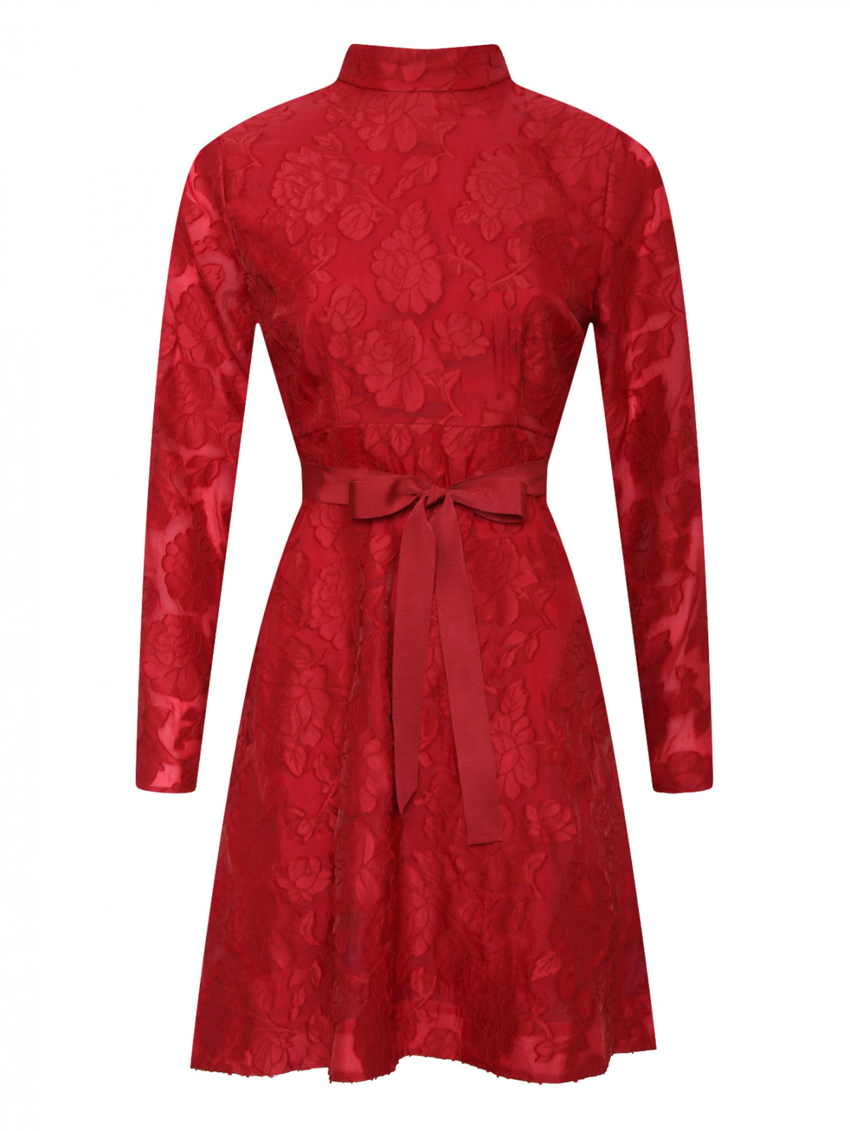 Платье-мини с цветочным узором и поясом Keepsake  –  Общий вид  – Цвет:  Красный