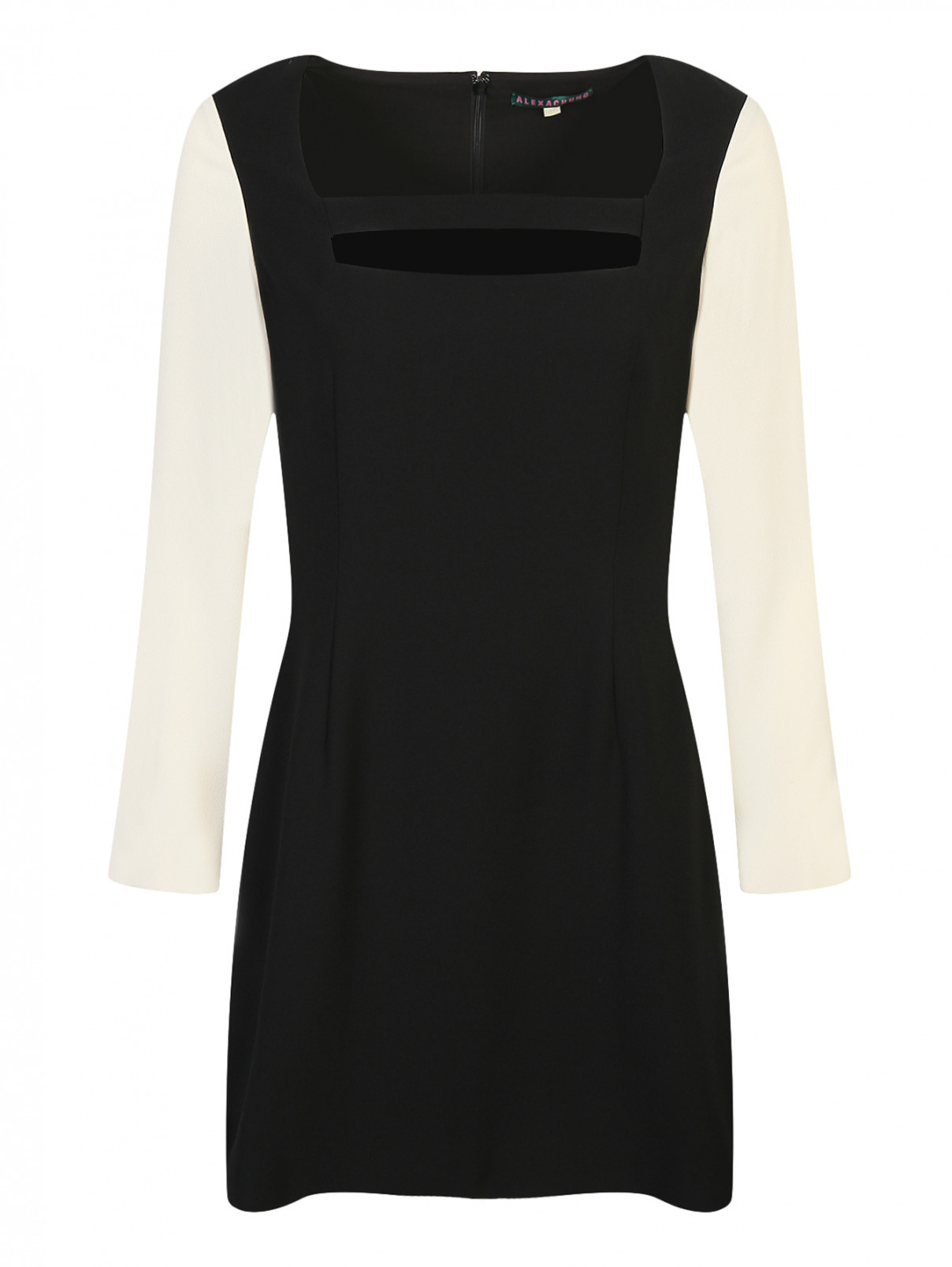 Платье-мини с длинными рукавами Alexachung  –  Общий вид  – Цвет:  Черный