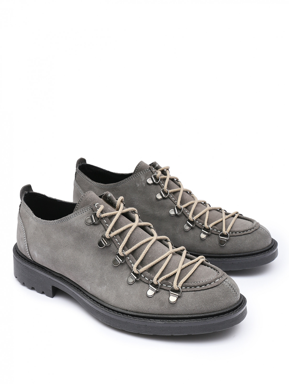 Ботинки со шнуровкой из замши Tombolini  –  Общий вид  – Цвет:  Серый