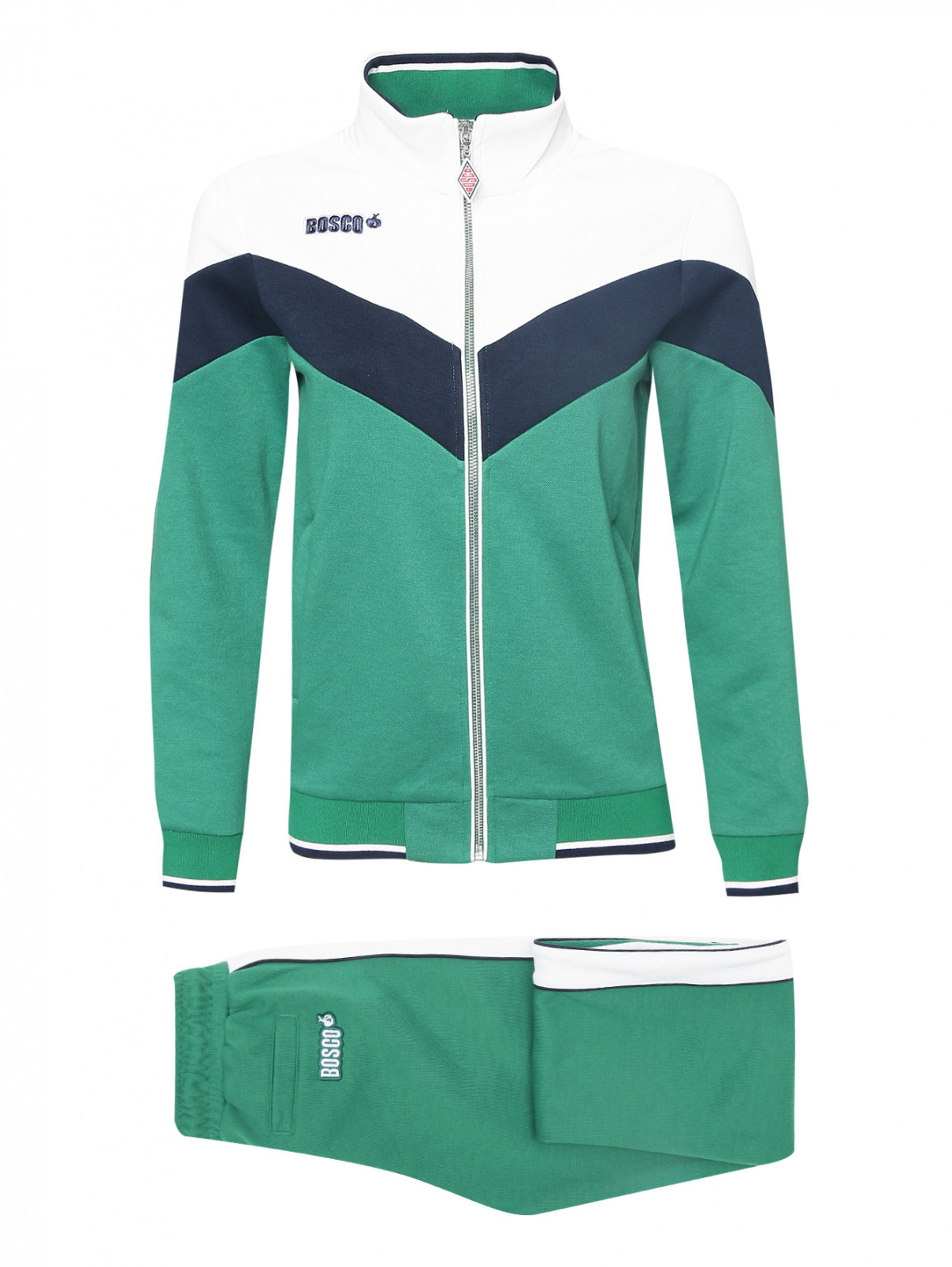 Спортивный костюм из хлопка контрастных цветов BOSCO  –  Общий вид  – Цвет:  Зеленый