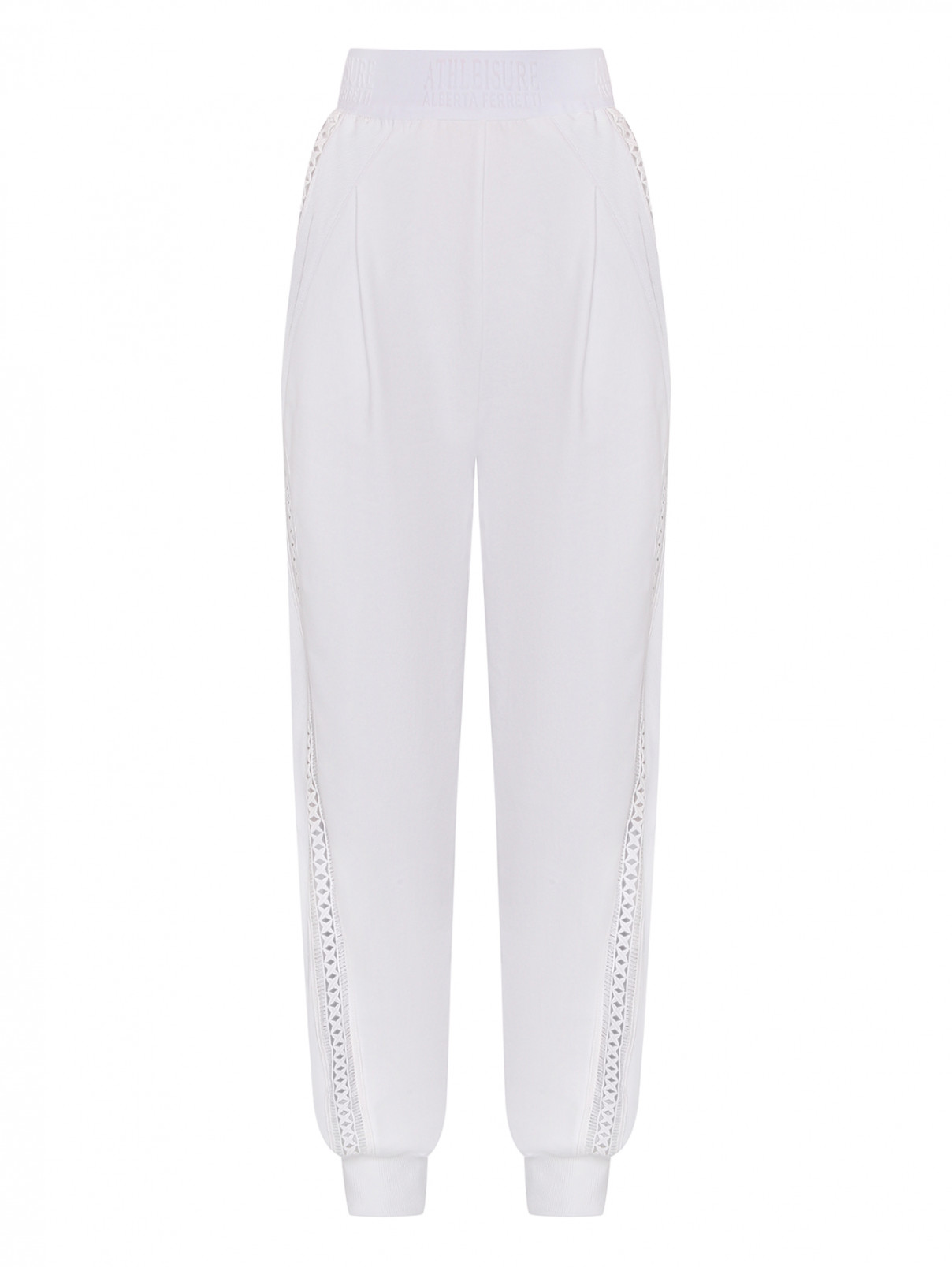 Трикотажные брюки из хлопка на резинке Alberta Ferretti  –  Общий вид  – Цвет:  Белый