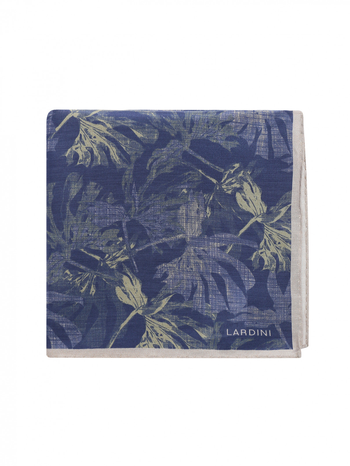 Карманный платок из хлопка с узором LARDINI  –  Общий вид  – Цвет:  Синий
