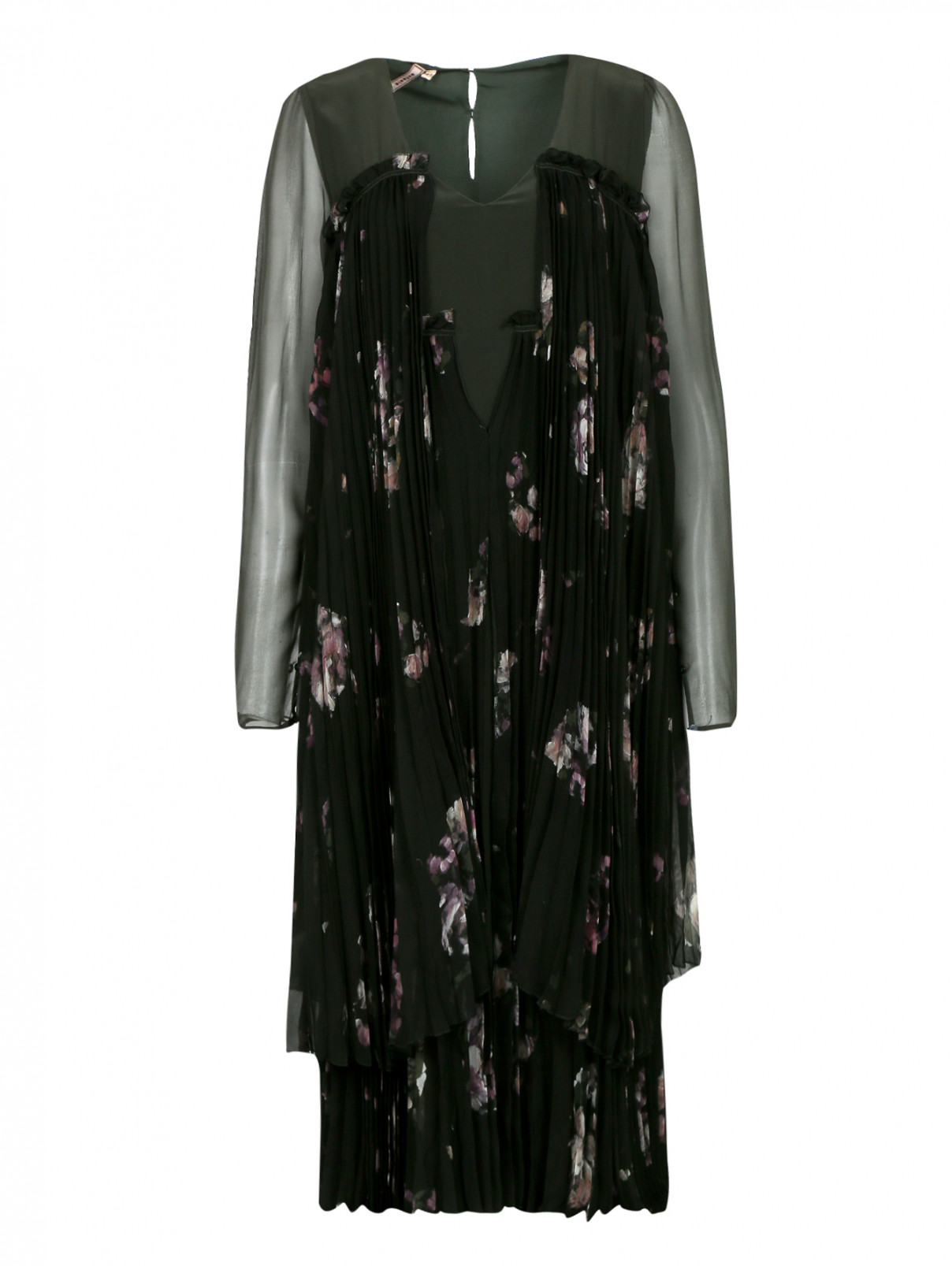 Платье из шелка с цветочным узором Antonio Marras  –  Общий вид  – Цвет:  Зеленый