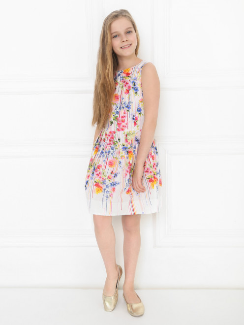 Платье хлопковое с цветочным узором Simonetta - МодельОбщийВид