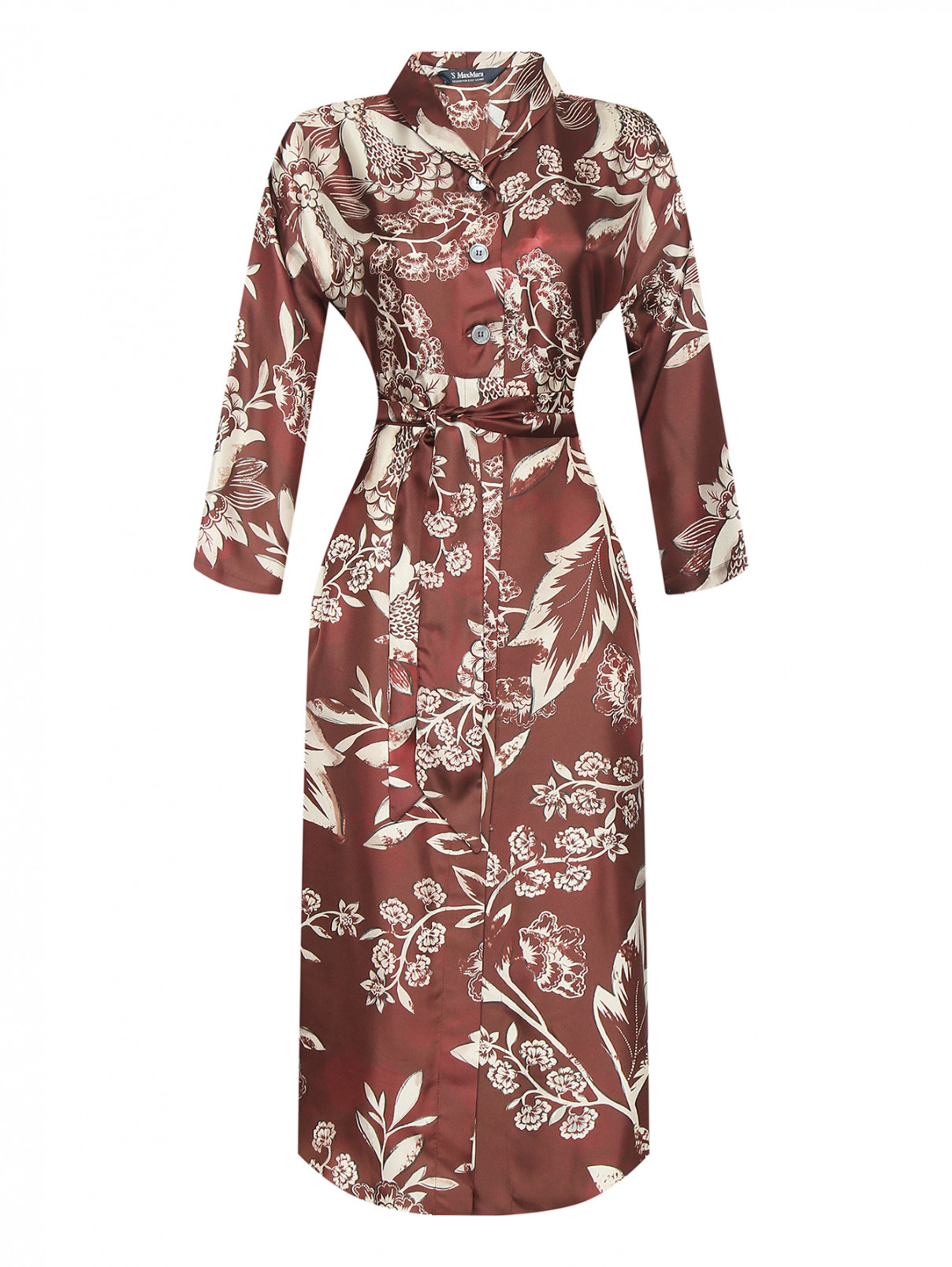 Шелковое платье на пуговицах Max Mara  –  Общий вид  – Цвет:  Узор
